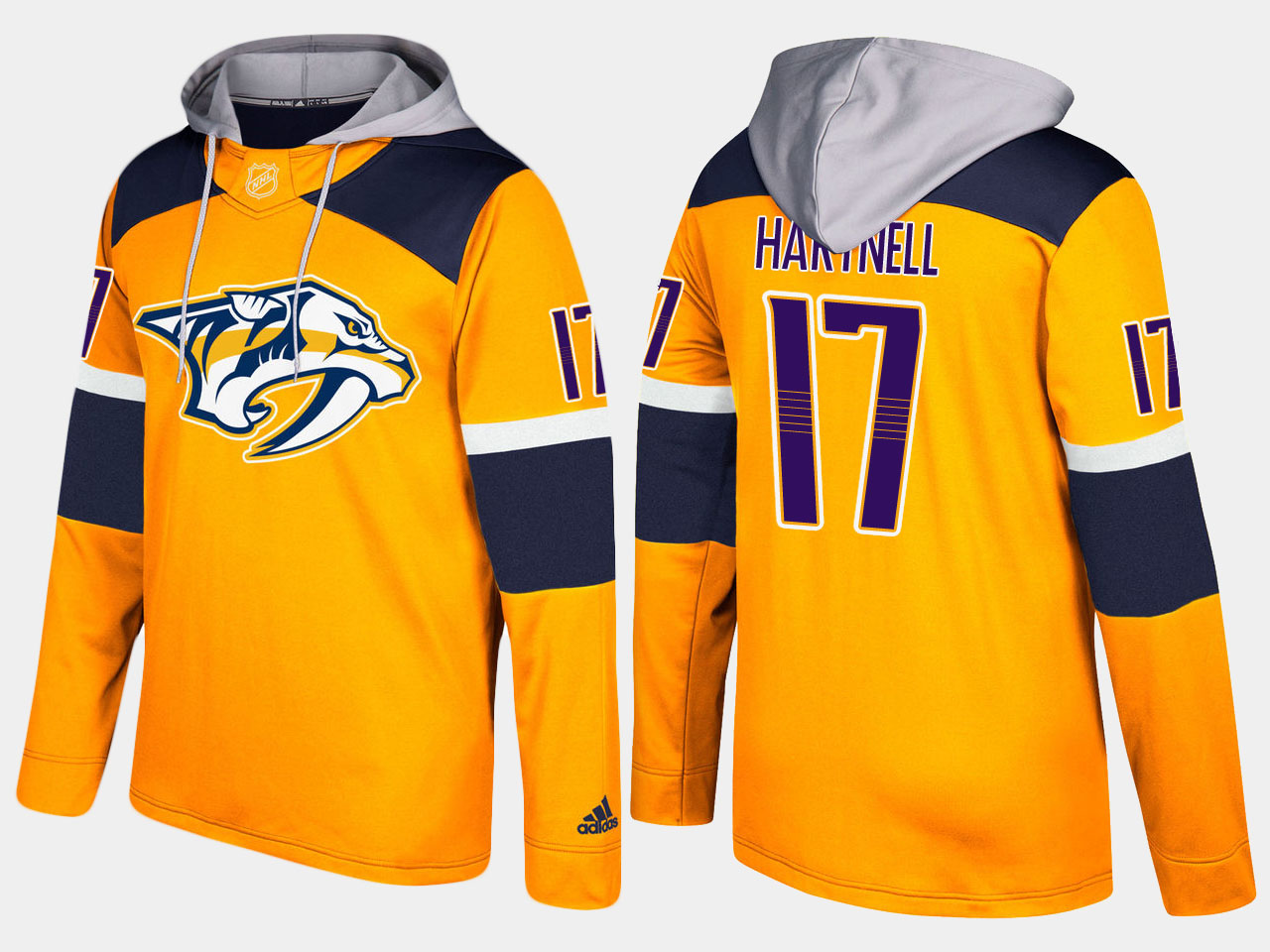 Men NHL Nashville predators 17 scott hartnell yellow hoodie
